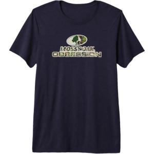 Mossy Oak Obsession Camouflage Classic Outdoors Logo Premium Tri-blend T-Shirt(Navy Blue)