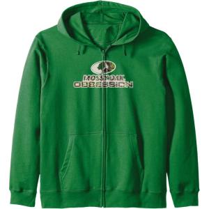 Mossy Oak Obsession Camouflage Classic Outdoors Logo Zip Hoodie(Dark Green)