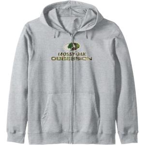 Mossy Oak Obsession Camouflage Classic Outdoors Logo Zip Hoodie(Heather Grey)