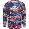 Mossy Oak Men’s Patriotic Fishing Shirts Long Sleeve with Sun Protection(Americana)