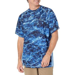 Mossy Oak Elements Short Sleeve Performance Moisture Wicking Fishing Shirt for Men(Marlin & Ocean Blue)