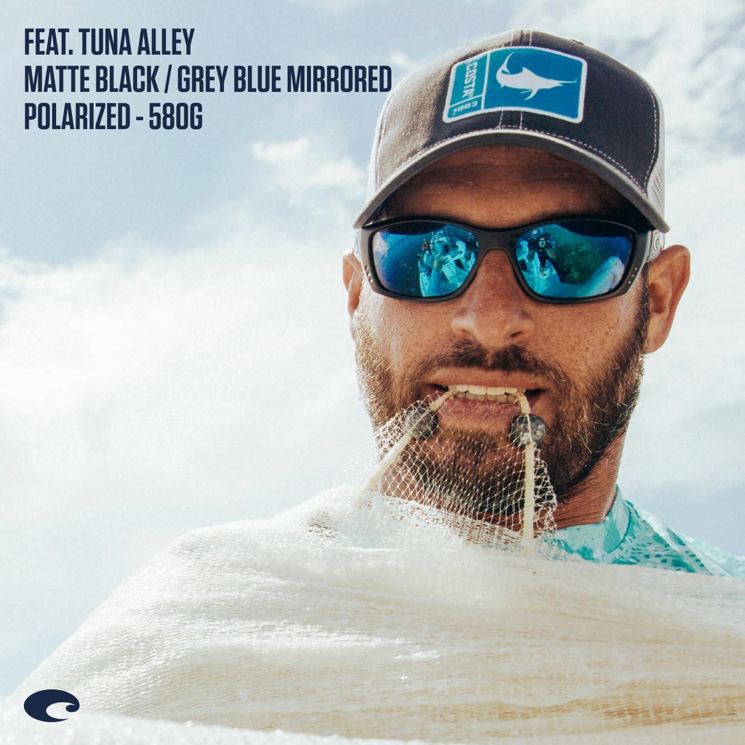 imageCosta Del Mar Mens Brine SunglassesMatte Smoke CrystalBlue Mirrored Polarized580g