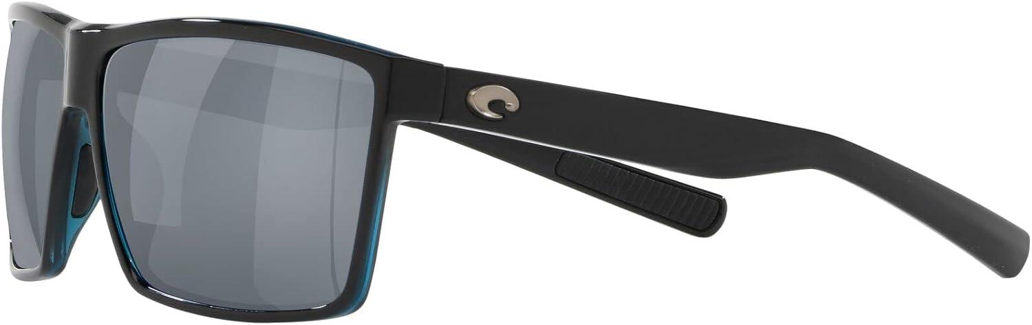 imageCosta Del Mar Mens Brine SunglassesShiny BlackGrey Silver Mirrored Polarized580p