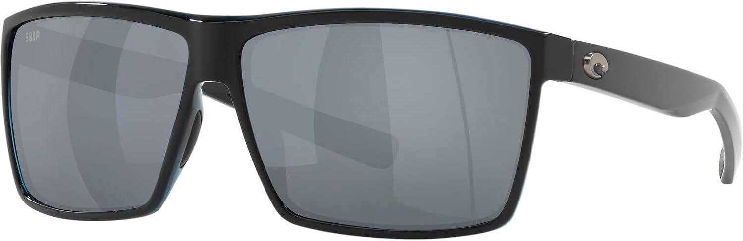 imageCosta Del Mar Mens Brine SunglassesShiny BlackGrey Silver Mirrored Polarized580p