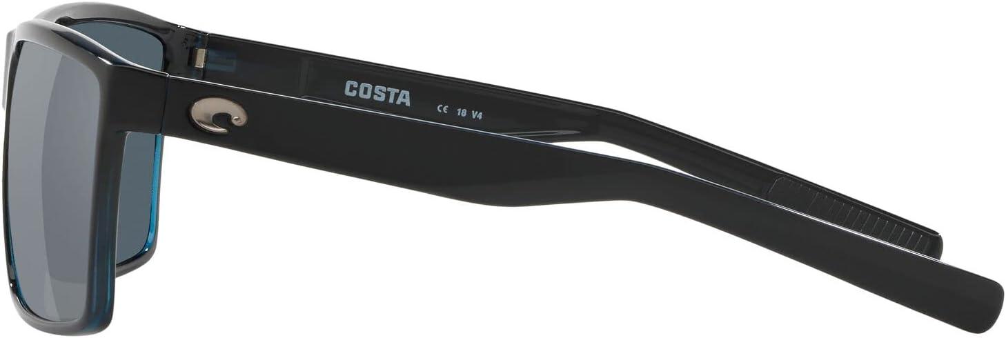 imageCosta Del Mar Mens Brine SunglassesShiny BlackGrey Silver Mirrored Polarized580p