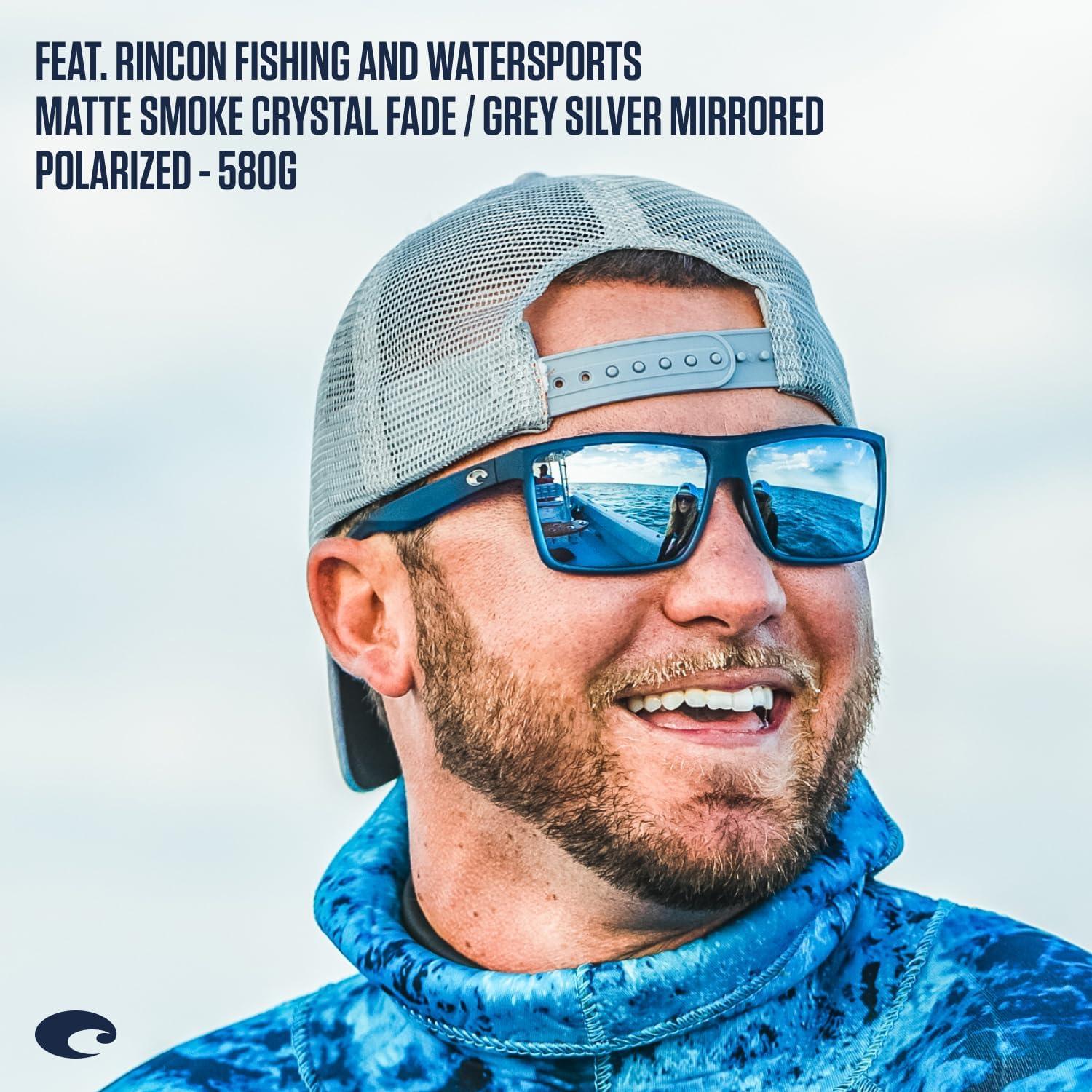 imageCosta Del Mar Mens Brine SunglassesShiny BlackGrey Silver Mirrored Polarized580p