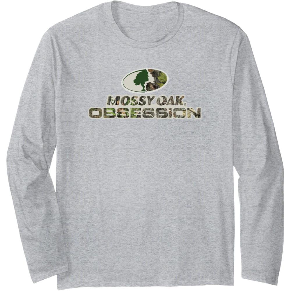 imageMossy Oak Obsession Camouflage Classic Outdoors Logo Long Sleeve TShirtHeather Grey