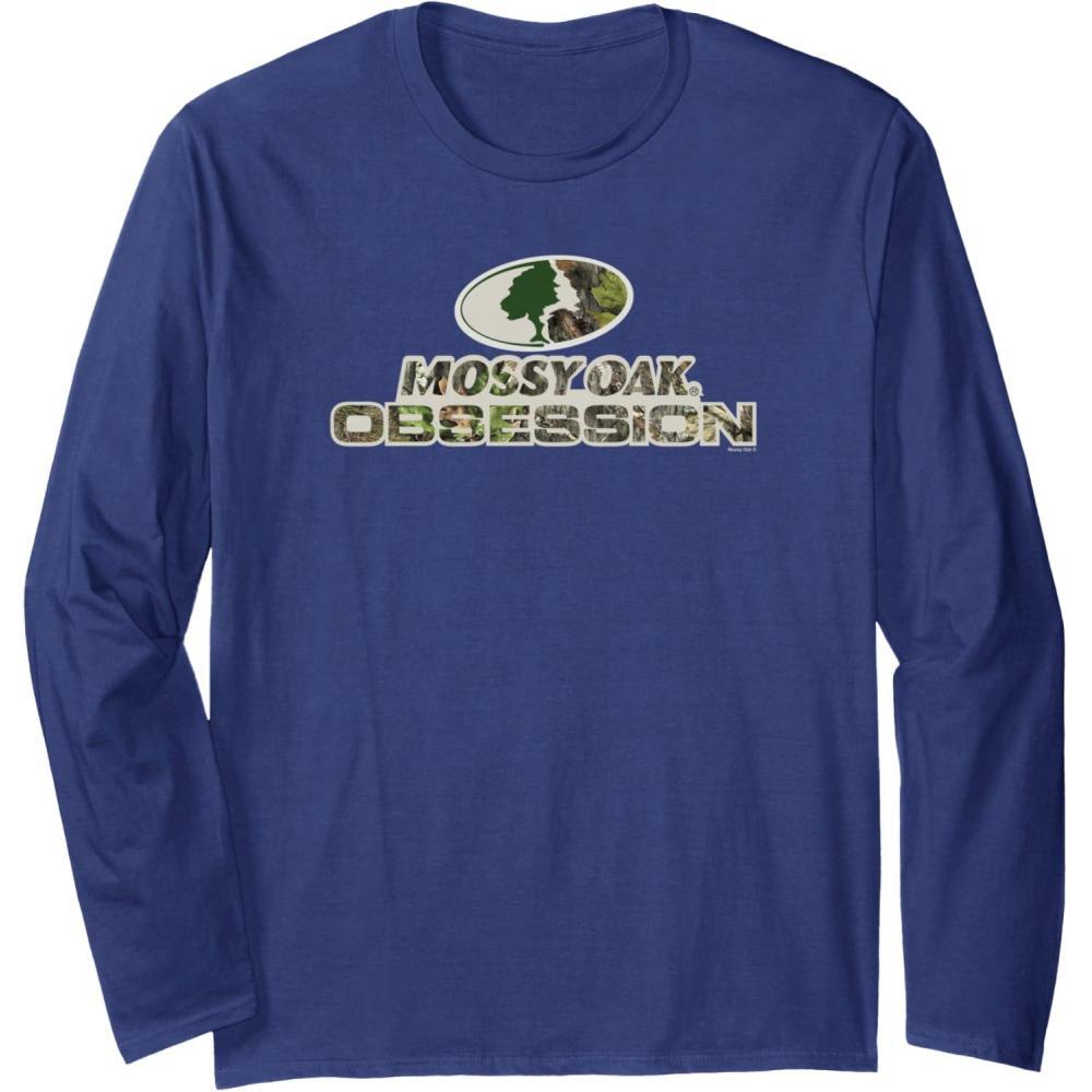 imageMossy Oak Obsession Camouflage Classic Outdoors Logo Long Sleeve TShirtNavy Blue