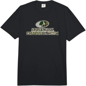 Mossy Oak Obsession Camouflage Classic Outdoors Logo Comfort Colors Adult Heavyweight T-Shirt(Black)