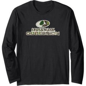 Mossy Oak Obsession Camouflage Classic Outdoors Logo Long Sleeve T-Shirt(Black)