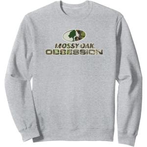 Mossy Oak Obsession Camouflage Classic Outdoors Logo Sweatshirt(Heather Grey)