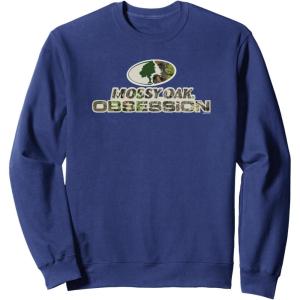 Mossy Oak Obsession Camouflage Classic Outdoors Logo Sweatshirt(Navy Blue)