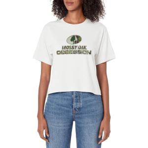 Mossy Oak Obsession Camouflage Classic Outdoors Logo Women’s Crop Top(White)