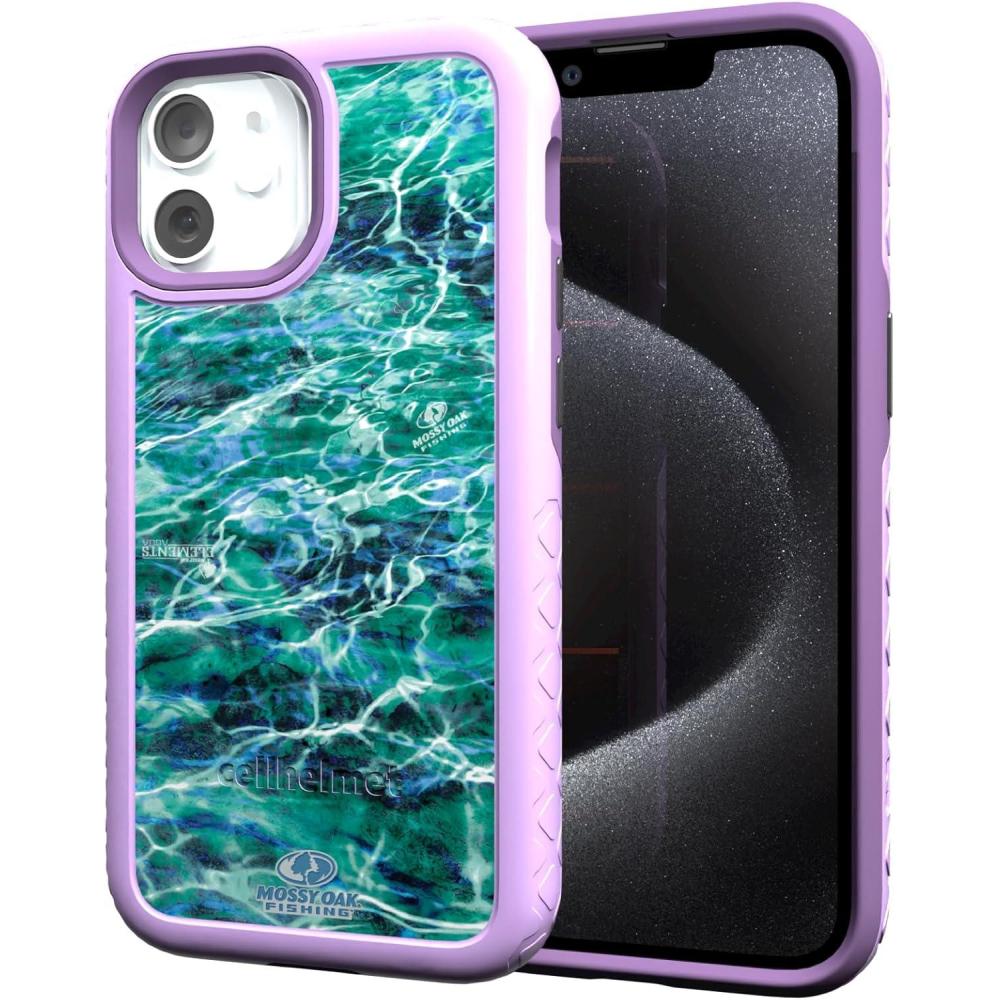imagecellhelmet Mossy Oak Agua Seafoam DualLayer Case in Lilac Blossom Purple Designed for iPhone 13 Mini Shock ampamp Drop Proof Durable As Seen on Shark Tank