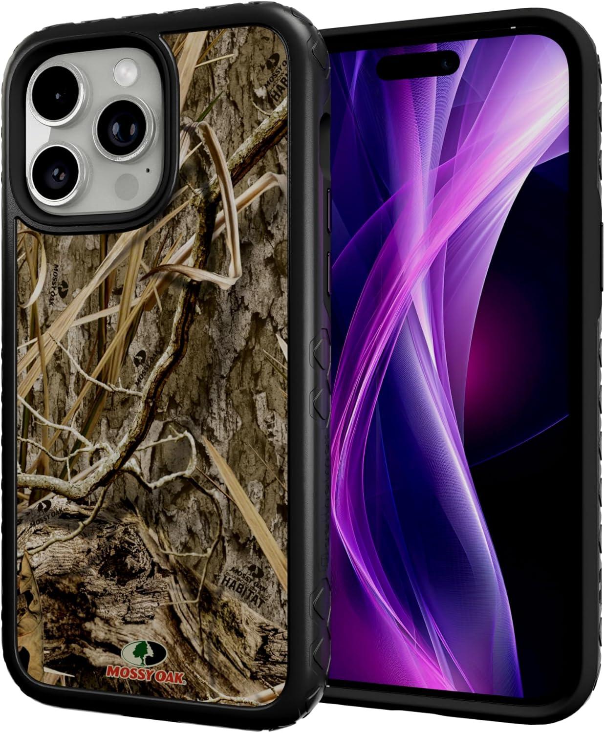 imagecellhelmet Fortitude Case for iPhone 14 Pro Max MagSafe Compatible Dual Protection Drop Test Certified Shockproof Durable iPhone 14 Pro Max Mossy Oak Case Bottomland in Onyx BlackShadow Grass Onyx Black