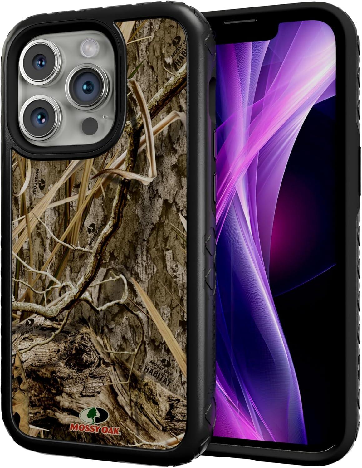 imagecellhelmet Fortitude Case for iPhone 14 Pro Max MagSafe Compatible Dual Protection Drop Test Certified Shockproof Durable iPhone 14 Pro Max Mossy Oak Case Bottomland in Onyx BlackShadow Grass Onyx Black