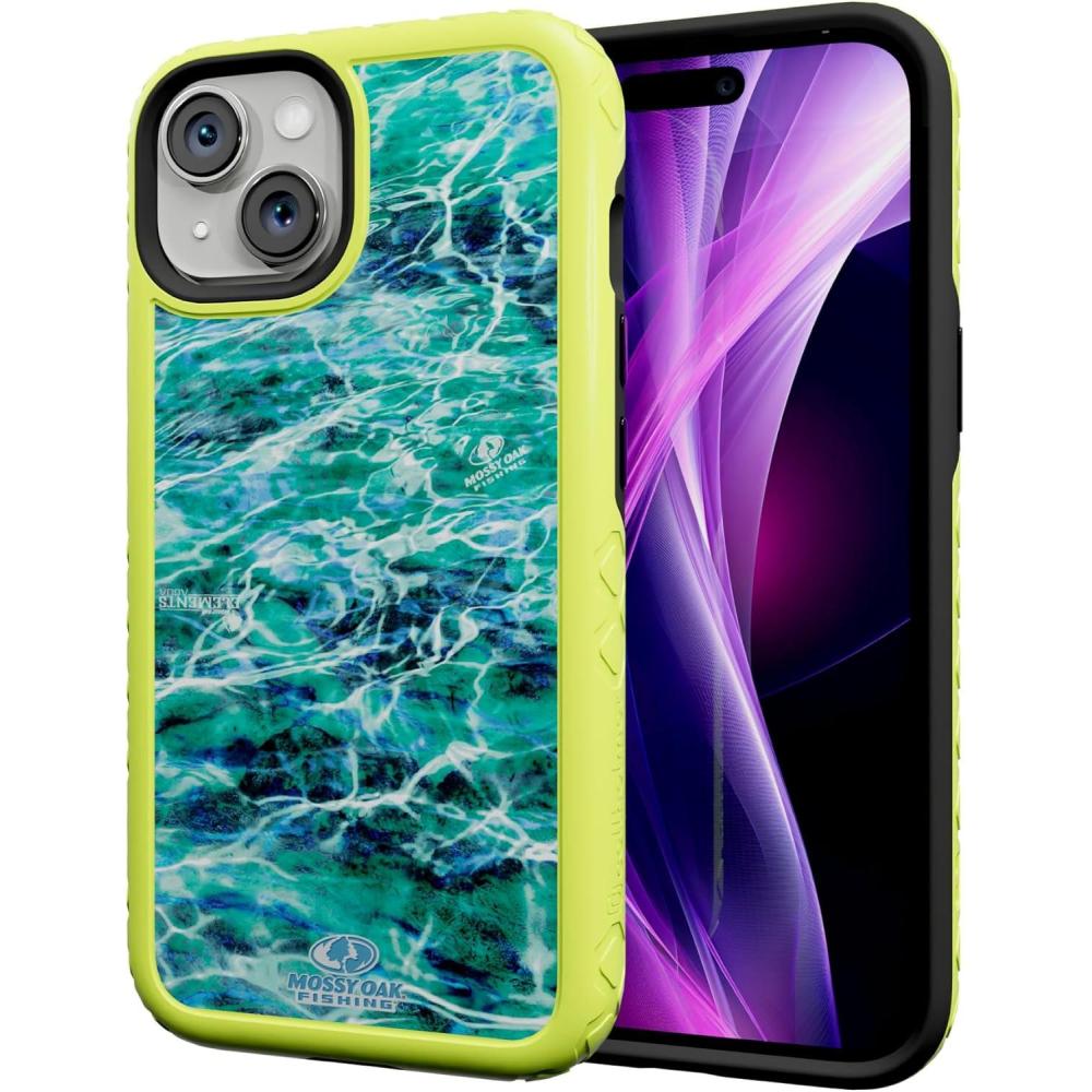 imagecellhelmet Fortitude Case for iPhone 14 Pro Max MagSafe Compatible Dual Protection Drop Test Certified Shockproof Durable iPhone 14 Pro Max Mossy Oak Case Bottomland in Onyx BlackAgua Seafoam Electric Lime