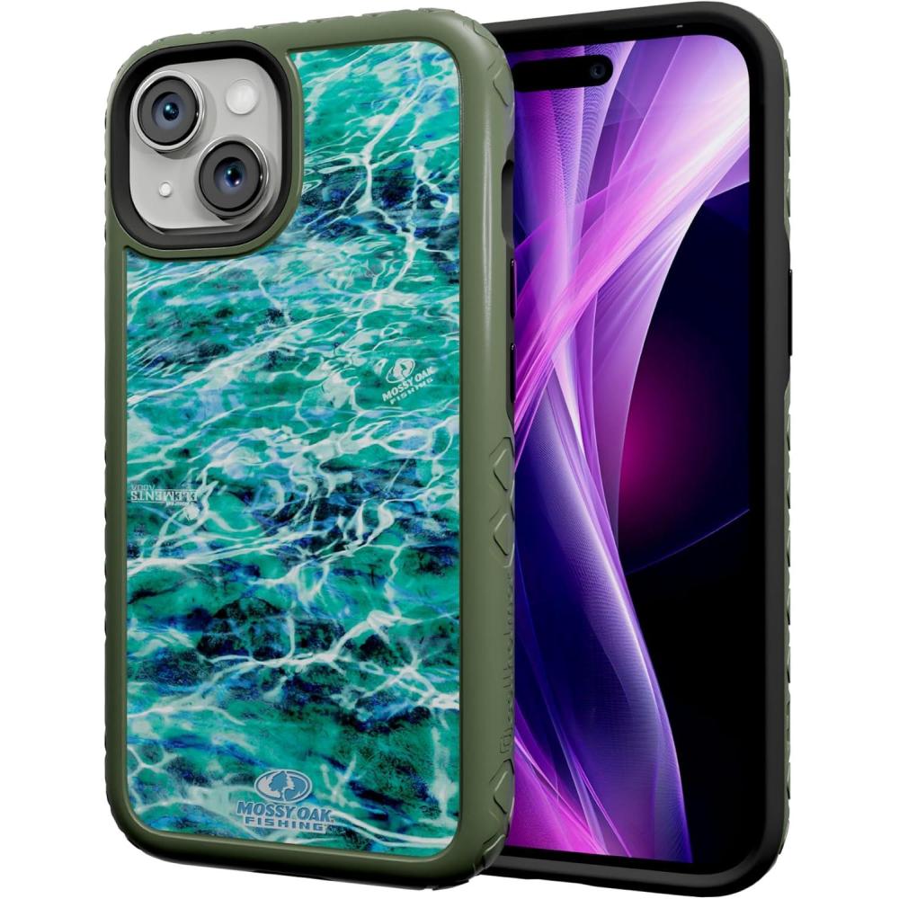 imagecellhelmet Fortitude Case for iPhone 14 Pro Max MagSafe Compatible Dual Protection Drop Test Certified Shockproof Durable iPhone 14 Pro Max Mossy Oak Case Bottomland in Onyx BlackAgua Seafoam Olive Drab Green