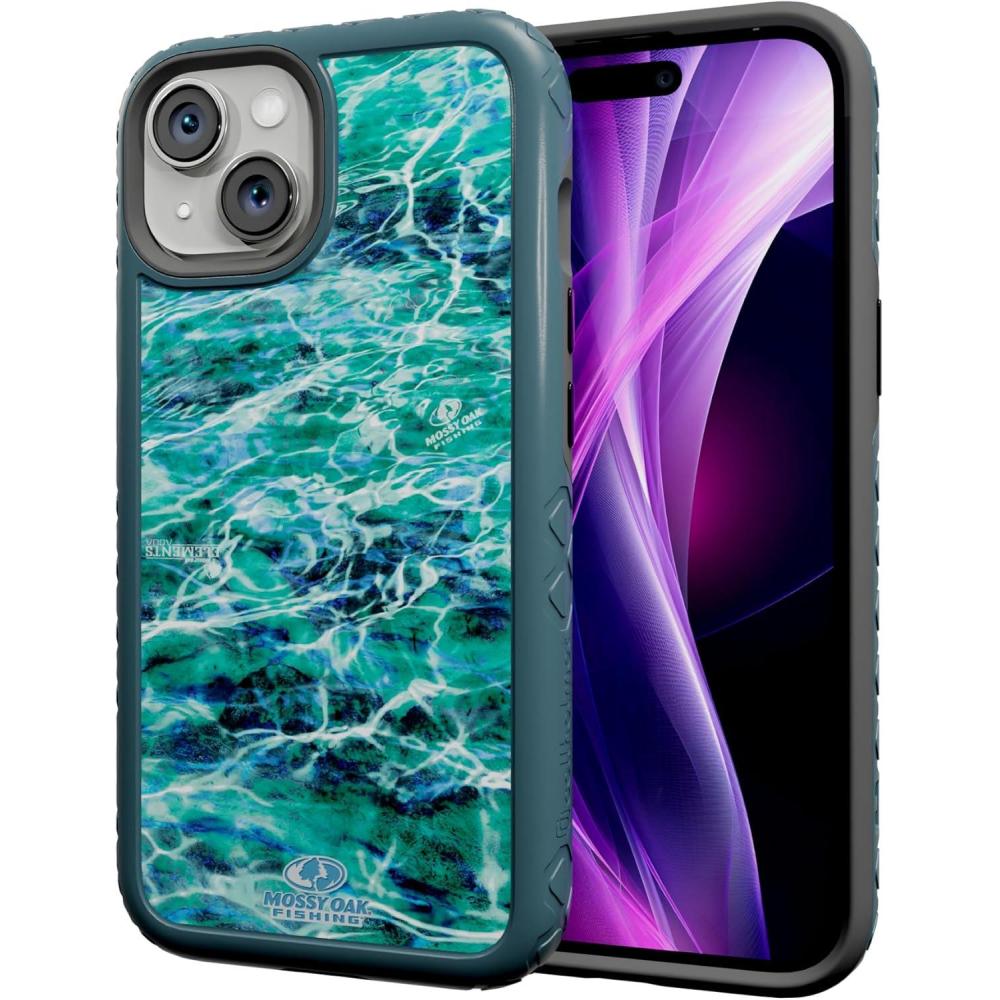 imagecellhelmet Fortitude Case for iPhone 14 Pro Max MagSafe Compatible Dual Protection Drop Test Certified Shockproof Durable iPhone 14 Pro Max Mossy Oak Case Bottomland in Onyx BlackAgua Seafoam Deep Sea Blue