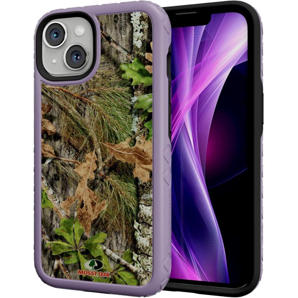 imagecellhelmet Fortitude Case for iPhone 14 Pro Max MagSafe Compatible Dual Protection Drop Test Certified Shockproof Durable iPhone 14 Pro Max Mossy Oak Case Bottomland in Onyx BlackObsession Lilac Blossom Purple