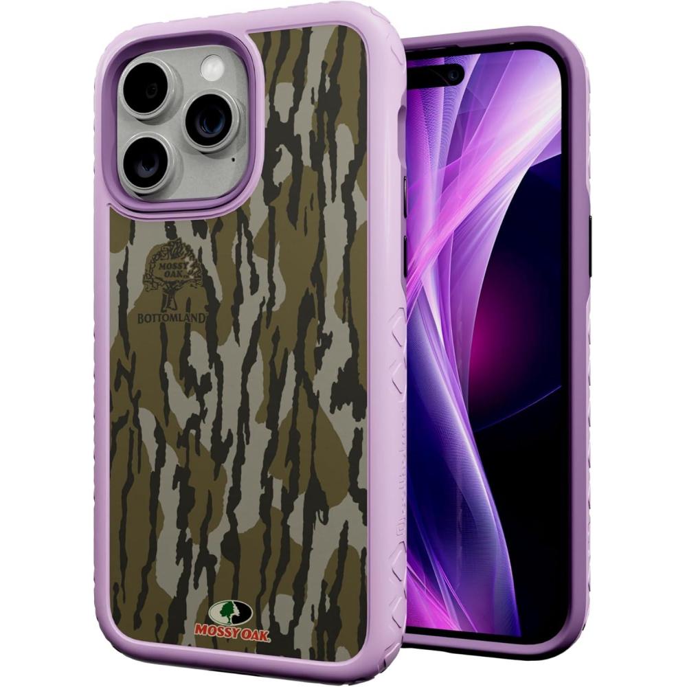 imagecellhelmet Fortitude Case for iPhone 14 Pro Max MagSafe Compatible Dual Protection Drop Test Certified Shockproof Durable iPhone 14 Pro Max Mossy Oak Case Bottomland in Onyx BlackBottomland Lilac Blossom Purple