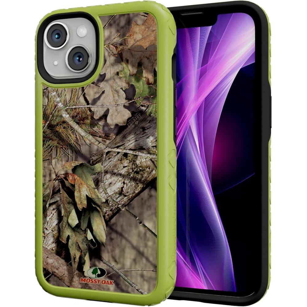 imagecellhelmet Fortitude Case for iPhone 14 Pro Max  MagSafe Compatible  Dual Protection  Drop Test Certified  Shockproof Durable iPhone 14 Pro Max Mossy Oak Case  Bottomland in Onyx BlackBreakup Country  Electric Lime