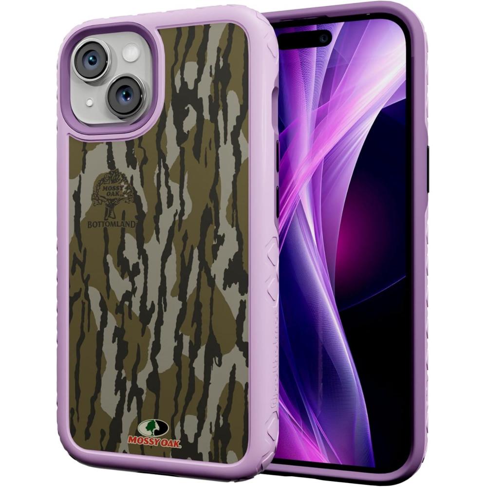 imagecellhelmet Fortitude Case for iPhone 14 Pro Max MagSafe Compatible Dual Protection Drop Test Certified Shockproof Durable iPhone 14 Pro Max Mossy Oak Case Bottomland in Onyx BlackBottomland Orig Lilac Blossom Purple