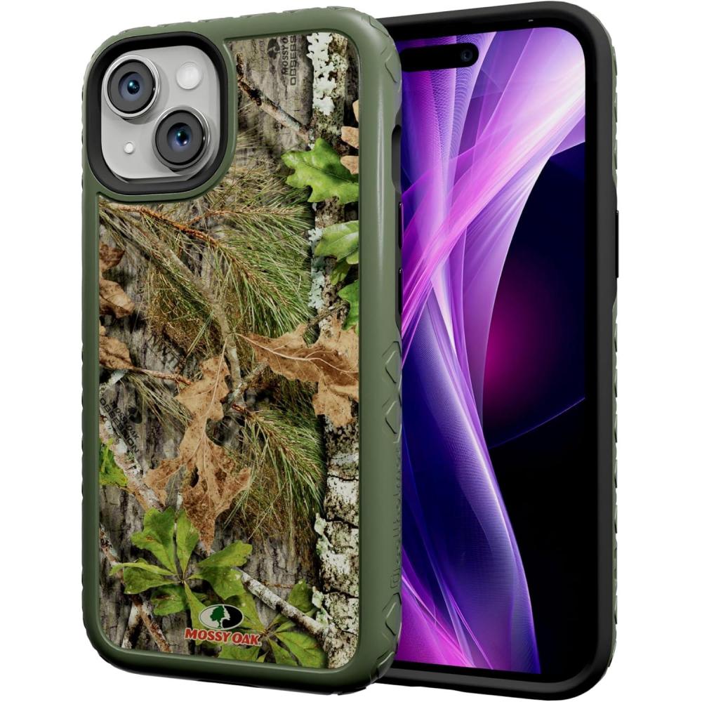 imagecellhelmet Fortitude Case for iPhone 14 Pro Max MagSafe Compatible Dual Protection Drop Test Certified Shockproof Durable iPhone 14 Pro Max Mossy Oak Case Bottomland in Onyx BlackObsession Olive Drab Green