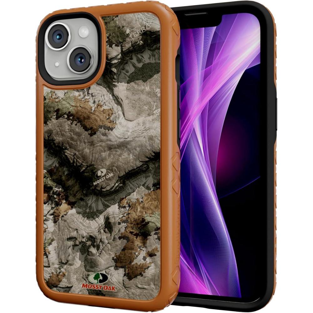 imagecellhelmet Fortitude Case for iPhone 14 Pro Max MagSafe Compatible Dual Protection Drop Test Certified Shockproof Durable iPhone 14 Pro Max Mossy Oak Case Bottomland in Onyx BlackTerra Gila Burnt Orange