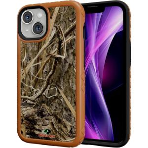 cellhelmet Fortitude Case for iPhone 14 Pro Max | MagSafe Compatible | Dual Protection | Drop Test Certified | Shockproof Durable iPhone 14 Pro Max Mossy Oak Case | Bottomland in Onyx Black(Shadow Grass | Burnt Orange)