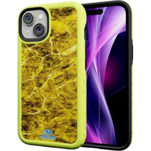 cellhelmet Fortitude Case for iPhone 14 Pro Max | MagSafe Compatible | Dual Protection | Drop Test Certified | Shockproof Durable iPhone 14 Pro Max Mossy Oak Case | Bottomland in Onyx Black(Agua Yellowfin | Electric Lime)