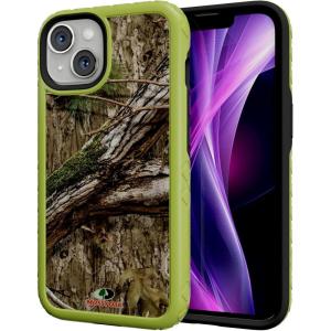 cellhelmet Fortitude Case for iPhone 14 Pro Max | MagSafe Compatible | Dual Protection | Drop Test Certified | Shockproof Durable iPhone 14 Pro Max Mossy Oak Case | Bottomland in Onyx Black(Country DNA | Electric Lime)