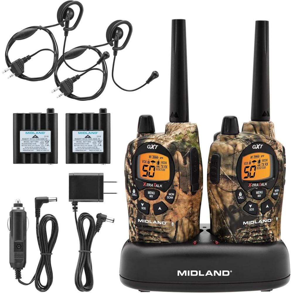 image:imageMidland GXT1050VP4 GMRS TwoWay Radio 50Channel Long Range 142 Privacy Codes SOS NOAA Rechargeable Nickle Battery Mossy Oak Camo 2PackMossy Oak Break Out Camo