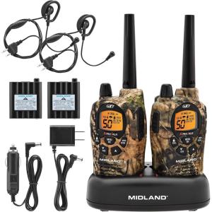 Midland GXT1050VP4 GMRS Two-Way Radio (50-Channel, Long Range, 142 Privacy Codes, SOS, NOAA, Rechargeable Nickle Battery, Mossy Oak Camo, 2-Pack)(Mossy Oak Break Out Camo)