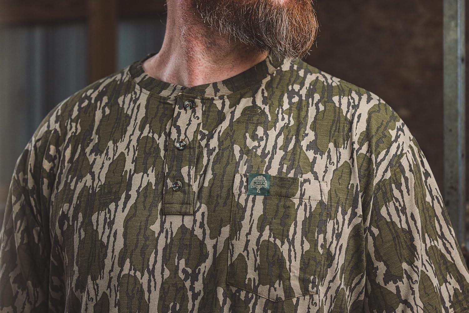image:imageMossy Oak Tombigbee Light Henley Shirt for Men with Pocket Outdoor Fishing amp Travel Tee Casual Mens Camp TShirt S3XLDove