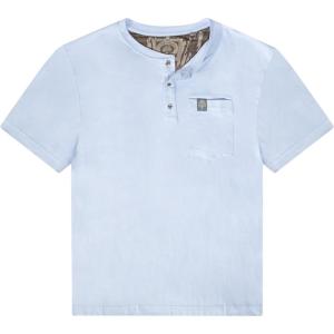 Mossy Oak Tombigbee Light Henley Shirt for Men with Pocket | Outdoor Fishing & Travel Tee | Casual Men’s Camp T-Shirt (S–3XL)(Bluewing)