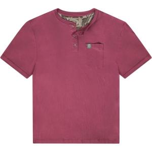 Mossy Oak Tombigbee Light Henley Shirt for Men with Pocket | Outdoor Fishing & Travel Tee | Casual Men’s Camp T-Shirt (S–3XL)(Muscadine)