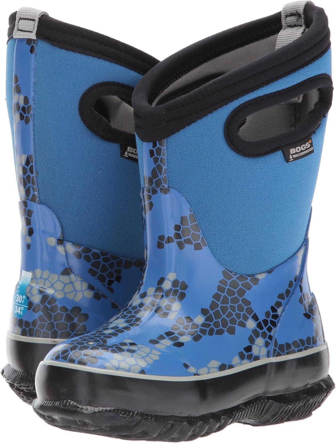 image:imageBOGS unisexchild Classic High Waterproof Insulated Rubber Neoprene Rain BootSnow BootAxel PrintBlueMulti