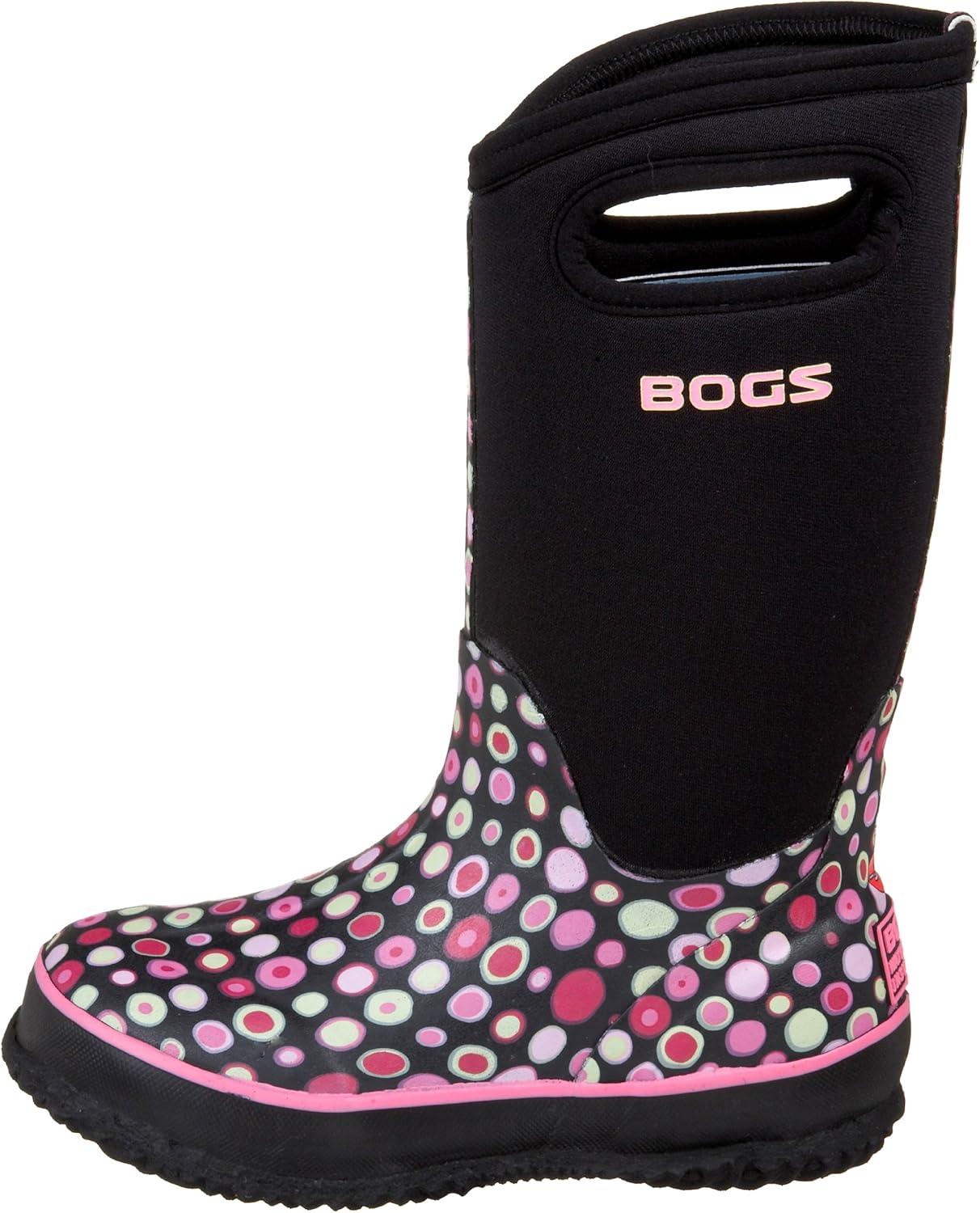 image:imageBOGS unisexchild Classic High Waterproof Insulated Rubber Neoprene Rain BootSnow BootDots PrintBlackMulti