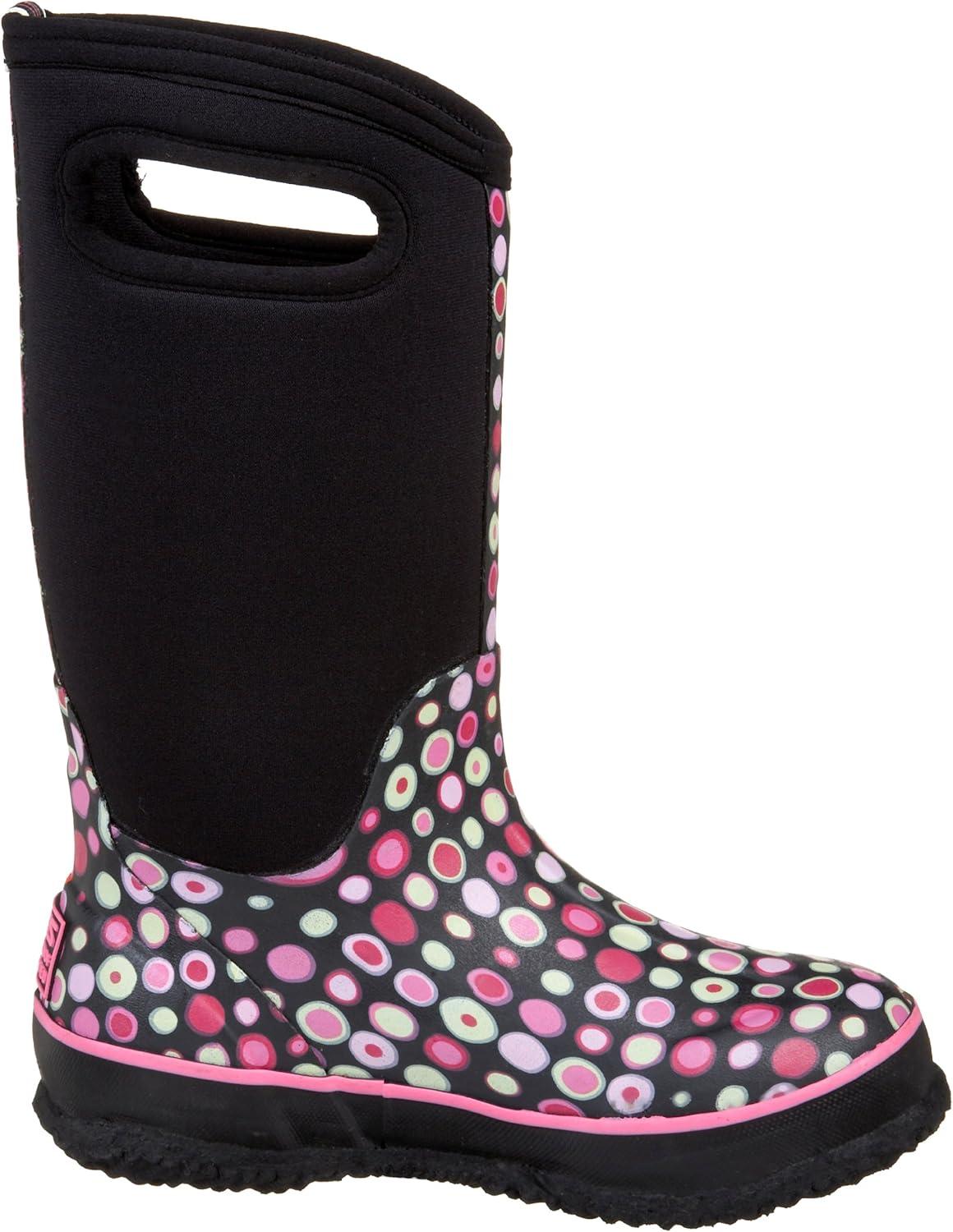 image:imageBOGS unisexchild Classic High Waterproof Insulated Rubber Neoprene Rain BootSnow BootDots PrintBlackMulti