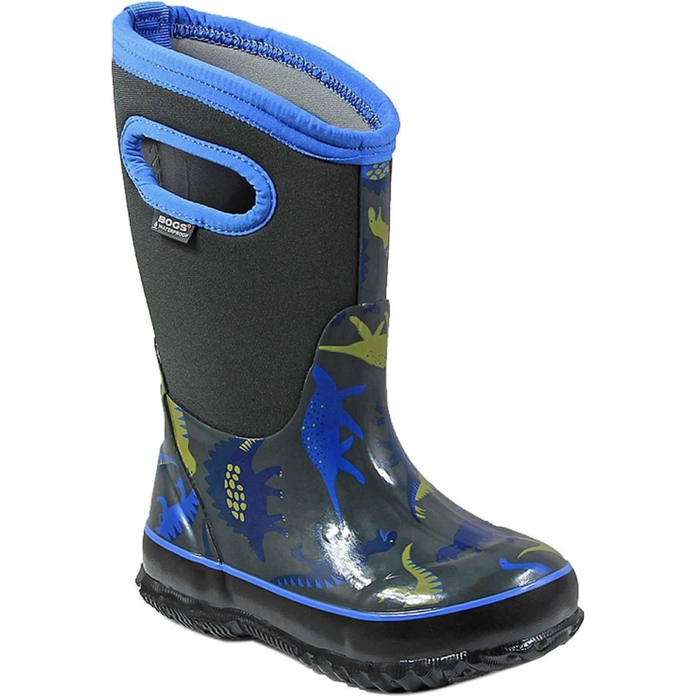 image:imageBOGS unisexchild Classic High Waterproof Insulated Rubber Neoprene Rain BootSnow BootDino PrintDark GrayMulti