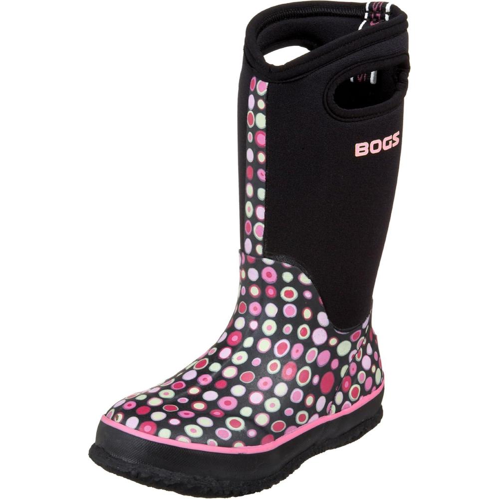 image:imageBOGS unisexchild Classic High Waterproof Insulated Rubber Neoprene Rain BootSnow BootDots PrintBlackMulti