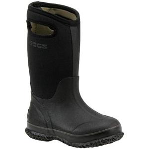 BOGS unisex-child Classic High Waterproof Insulated Rubber Neoprene Rain BootSnow Boot(Black)