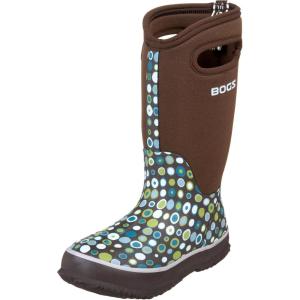 BOGS unisex-child Classic High Waterproof Insulated Rubber Neoprene Rain BootSnow Boot(Dots Print/Chocolate/Multi)