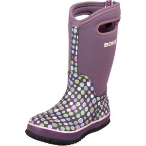 BOGS unisex-child Classic High Waterproof Insulated Rubber Neoprene Rain BootSnow Boot(Dots Print/Purple/Multi)