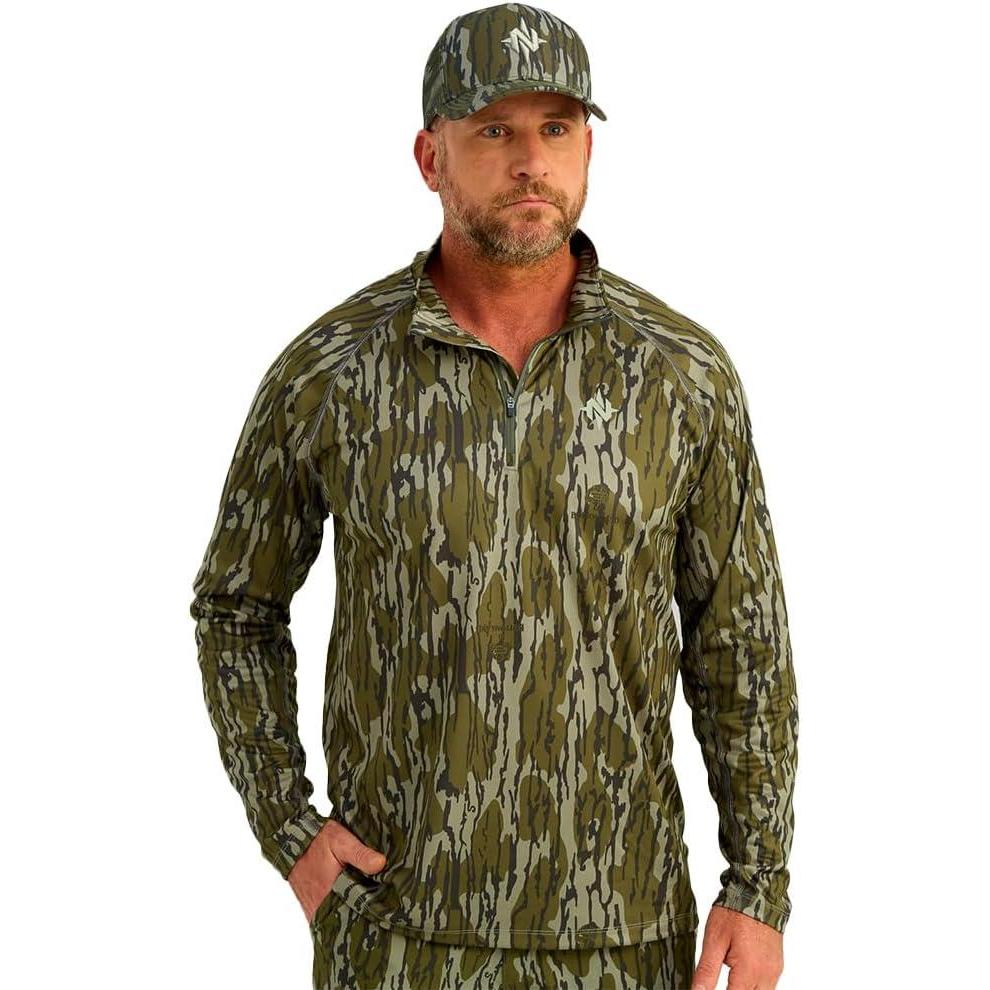 image:imageNomad Mens Mirage 14 Zip Performance Hunting Pullover ShirtMossy Oak Bottomland
