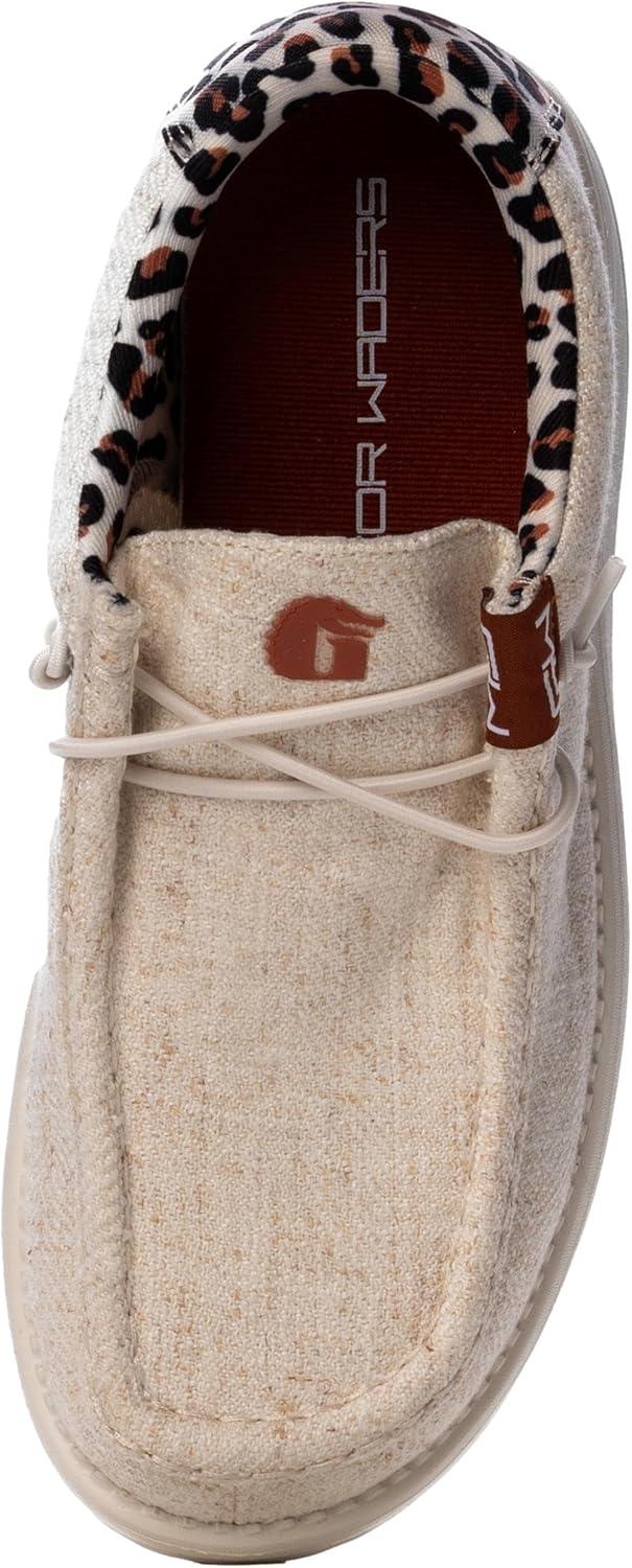 image:imageGator Waders Womens Camp Shoes Breathable SlipOn Loafers Elastic Laces Ultralight All Day Cushioning Fitted FeelHeather Leopard