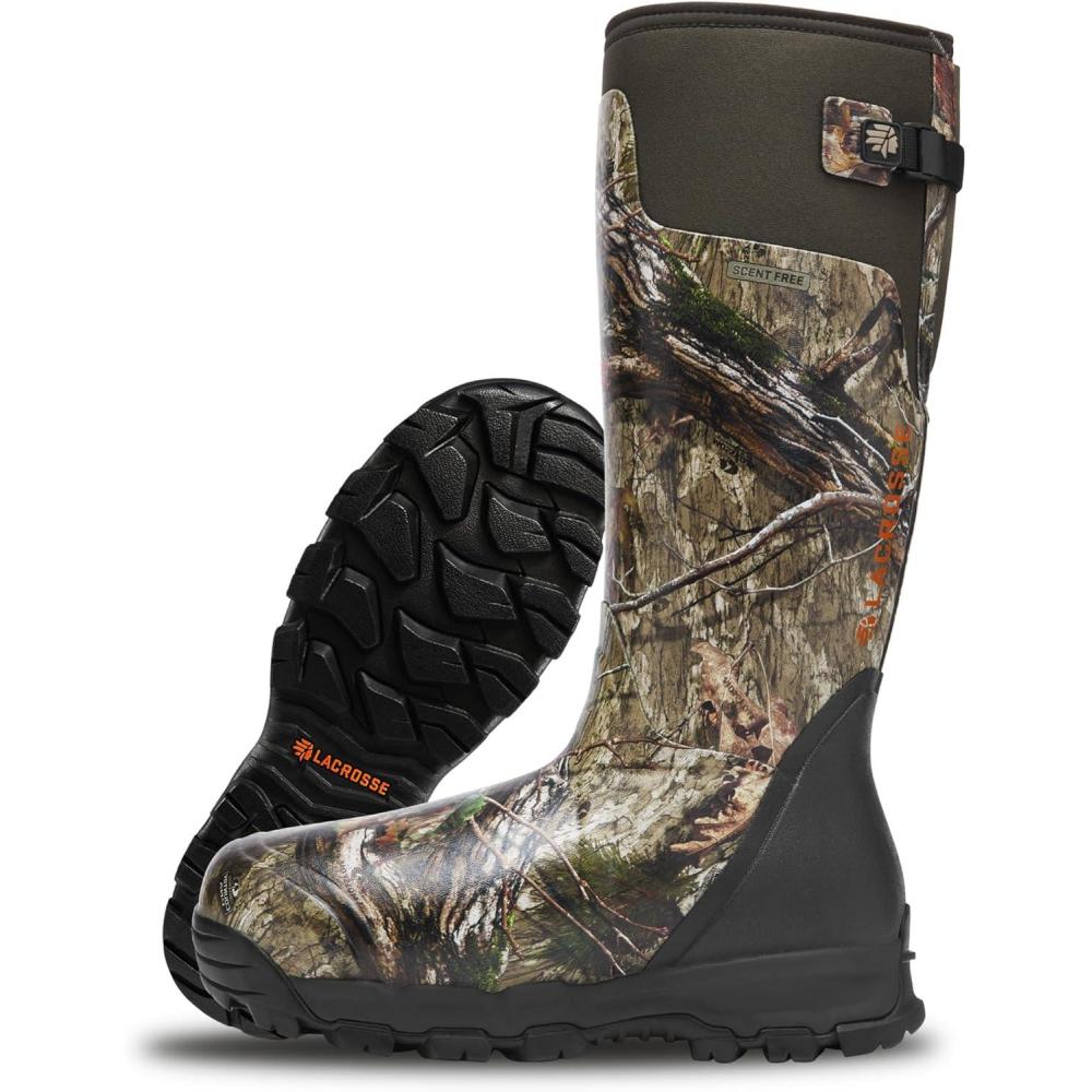 image:imageLaCrosse Alphaburly Pro 18 Insulated Hunting Boots for Men Featuring Waterproof Rubber 1600G Thinsulate and EVA Footbed First Lite CipherMossy Oak Country Dna 1600g