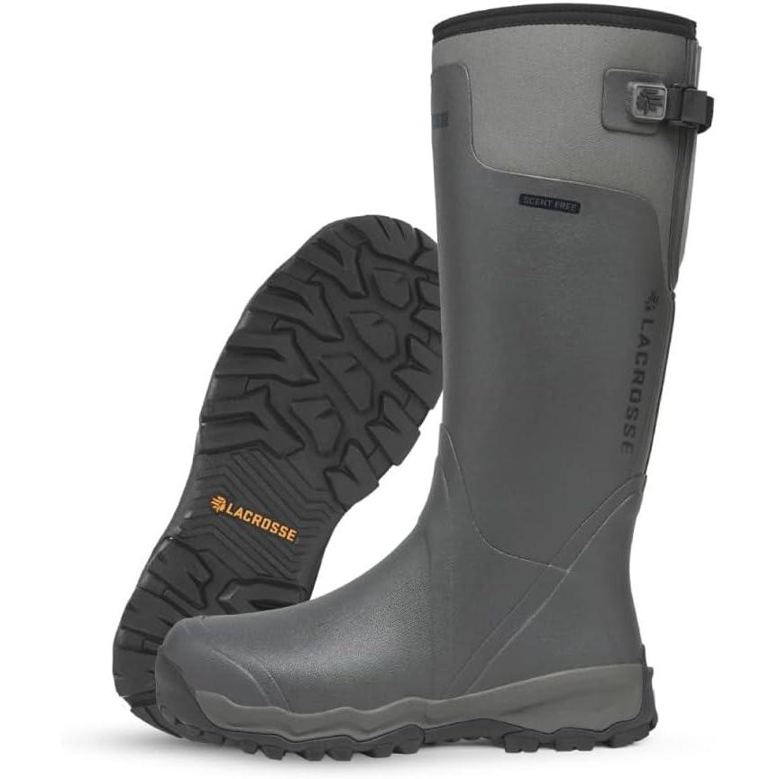 image:imageLaCrosse Burly Rubber Hunting amp Work Boots for Men Waterproof ZXT Rubber with Foam Insulation Top Strap EVA Footbed and SlipResistant OutsoleGrey Sky