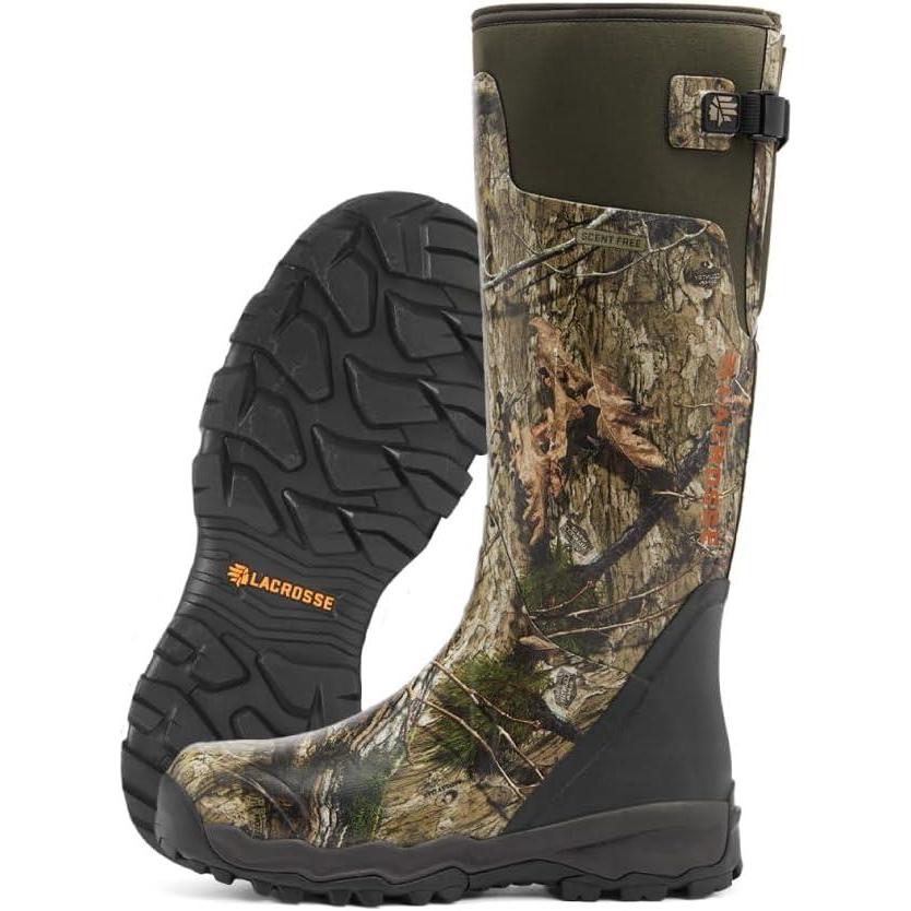 image:imageLaCrosse Burly Rubber Hunting amp Work Boots for Men Waterproof ZXT Rubber with Foam Insulation Top Strap EVA Footbed and SlipResistant OutsoleMossy Oak Dna